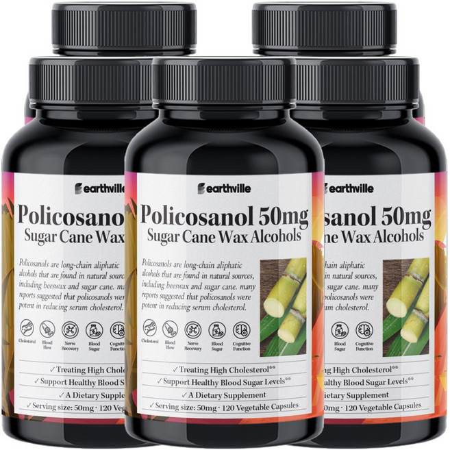 어스빌 폴리코사놀 50mg 사탕수수왁스알코올 옥타코사놀 10 20 베지캡슐, 120정, 5개