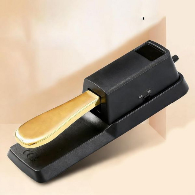 서스테인 페달 프리미엄 피아노 유니버설 야마하 카시오 롤랑 베링거 무그 미디 전자 키보드 스타일 극성 스위치 1/4인치 입력 플러그 실버, Golden