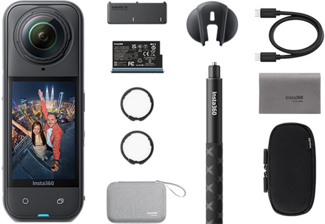 Insta360 X5 全景運動相機, 極夜黑, 萬能套裝