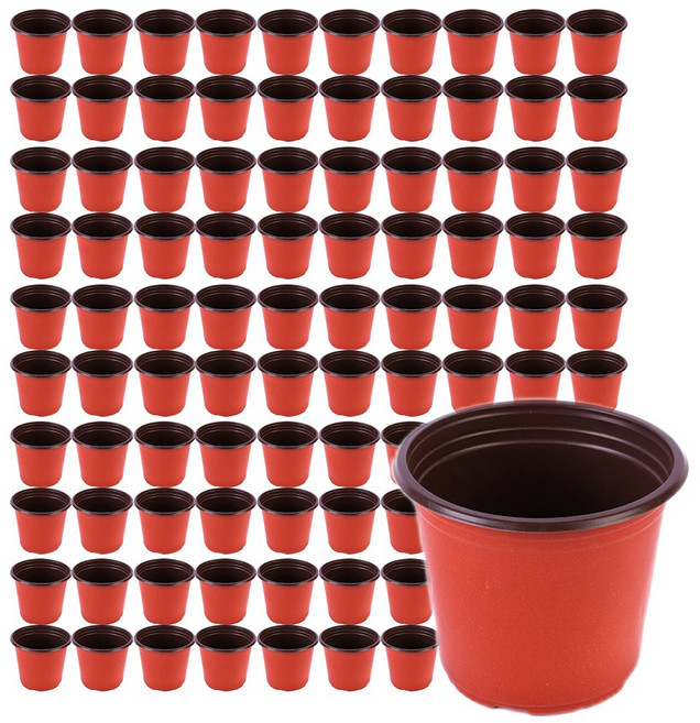 이색포트 모종컵 화분, 100개, 갈색