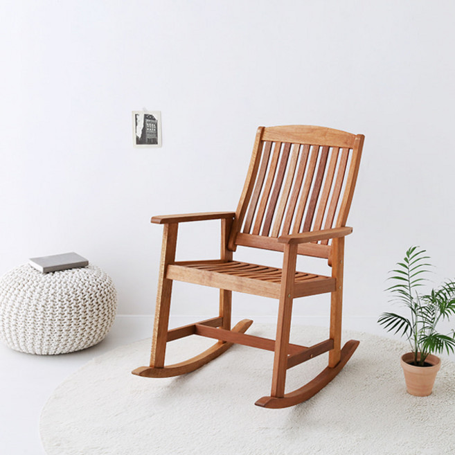 마켓비 KEMIE 원목흔들의자 XL18159, 내츄럴, 1개
