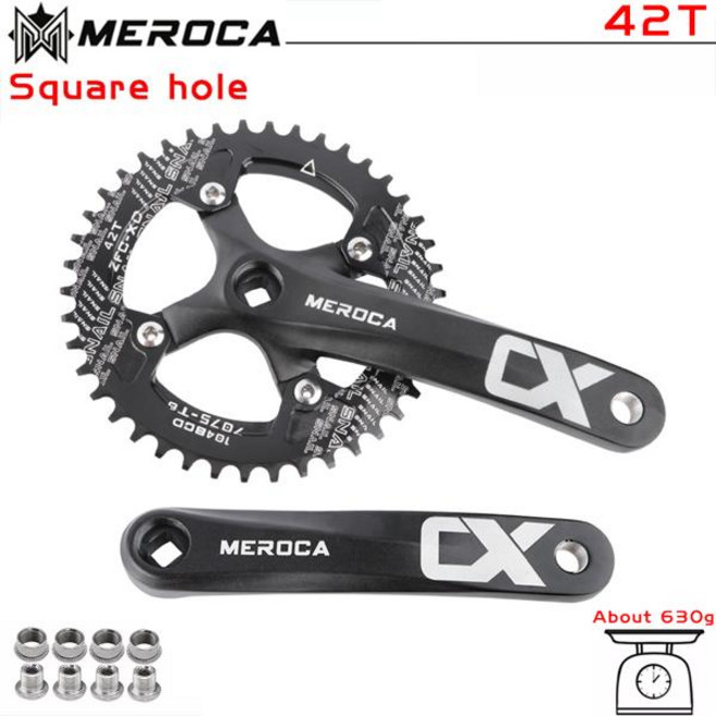 자전거 부품 MEROCA 자전거 크랭크 체인휠 104BCD MTB 크랭크셋 알루미늄 합금 하단 170mm 블랙 32 T 34 36 38 40 42T 플레이트, CX crank Black 42T, 7) Black 42T - 170mm, 1개