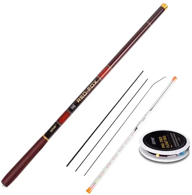 Goture RED FOX 3.0-7.2M 스트림 낚싯대 탄소 섬유 텔레스코픽 초경량 잉어 낚시대 Tenkara Rod Tackle, 01 China Mainland, 01 rod and line, 04 4.5 m