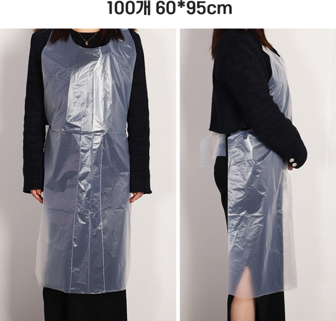 호밍사이 일회용 플라스틱 앞치마 방수방유 식품등급 PE, 100개, 투명해요