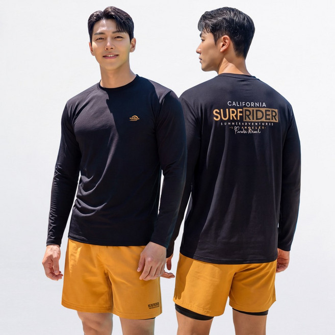 서프라이더 남성 상하의 2장세트 래쉬가드+레깅스반바지 자외선차단 체형커버 루즈핏 빅사이즈 5color /SURFRIDER