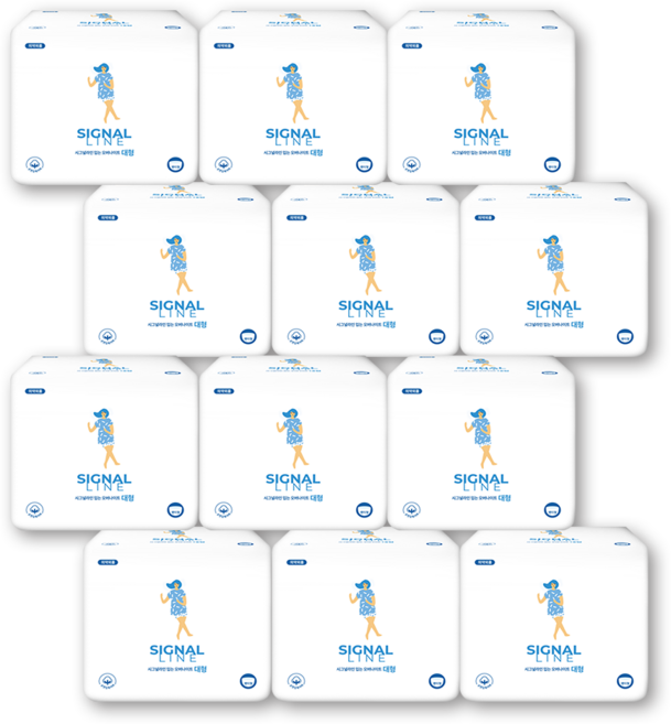 시그널라인 입는 오버나이트 팬티형 생리대 국내제조, 대형, 8매입, 12개