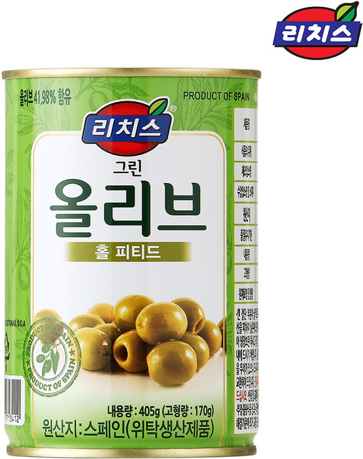 리치스 그린올리브 홀 피티드, 1개, 405g