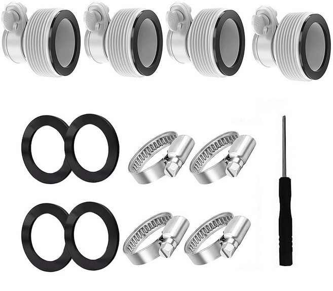 플런저 밸브 배수 어댑터 수영장 액세서리와 호환되는 Intex ARU 스레드 연결 펌프와 호환되는 칼라가 있는 호스 어댑터, [01] suit 4, 1개, 3. suit 4
