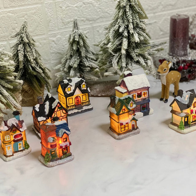 크리스마스 미니 하우스 무드등 7종 집조명 인테리어 소품 디자인 아이디어 상품, B