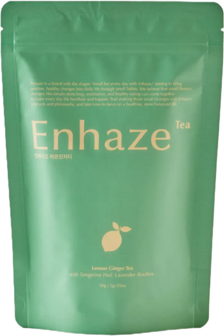 Enhaze 앤헤이즈 레몬진저티 TEA 이너케어 붓기 순환 진정 차 [원산지:국산(경상북도 안동시)], 1개, 25개입, 2g