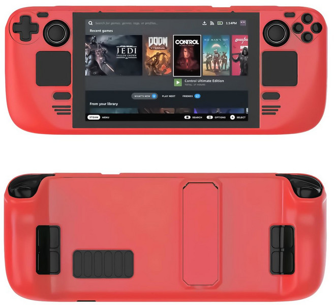 스팀 데크 LCD 용 OLED 케이스 케이스용으로 설계된 킥스탠드 TPU 및 PC 보호 슬리브, 빨간, 1개