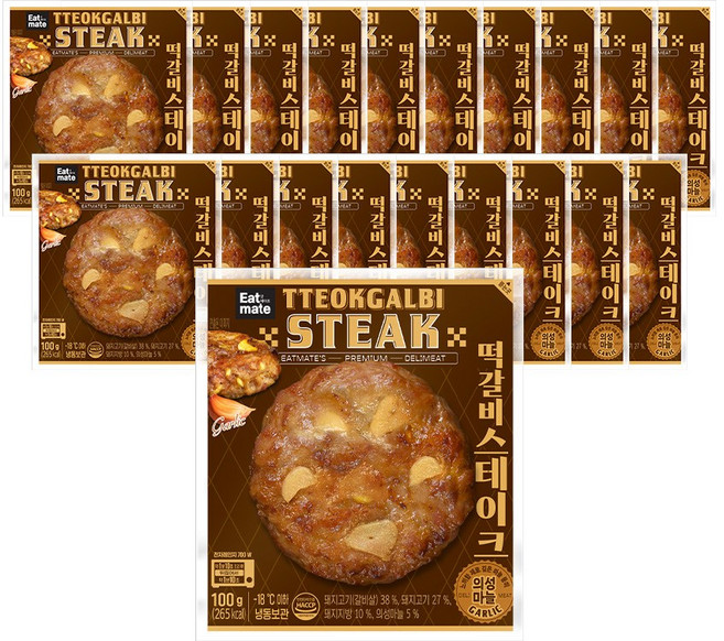 [랭킹닭컴] 잇메이트 떡갈비 스테이크 의성마늘맛, 20개, 100g