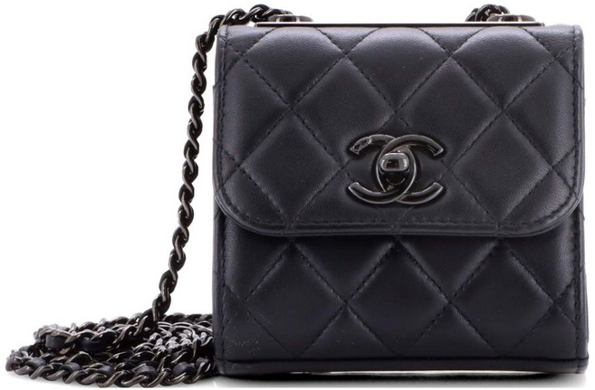 샤넬 중고 소 블랙 트렌디 CC 클러치 체인 퀼팅 램스킨 스몰 숄더 백