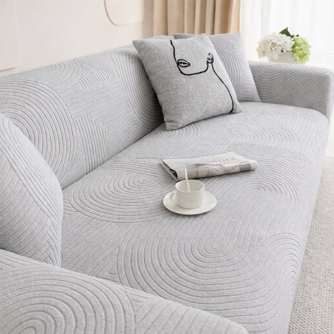 커버무드 소프트 소파 커버 + 자체제작 고정 스펀지, 라이트 그레이, 1개