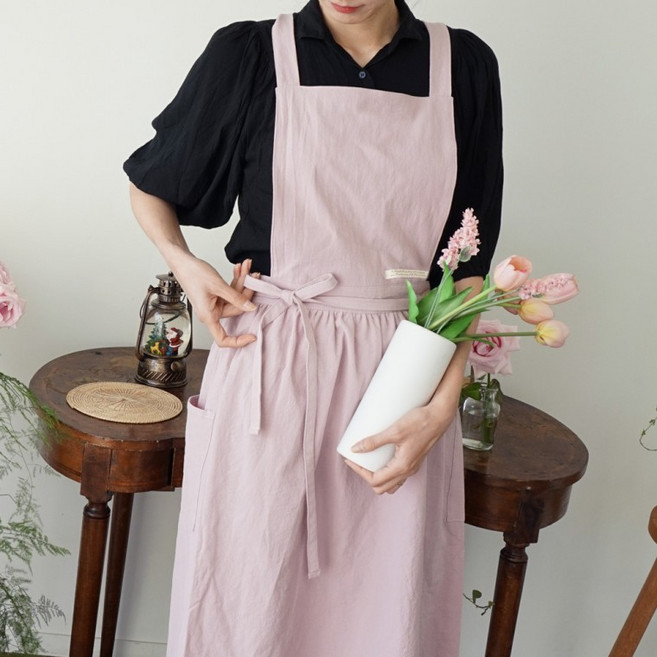 잇츠온 코튼 파스텔 원피스 앞치마, 그린, 1개