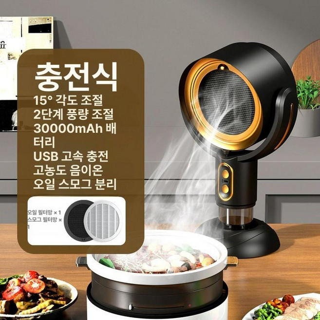 냄새제거 담배연기흡입기 정화기 충전식 공기청정기, 1개, 샴페인골드 충전식 L급 30000