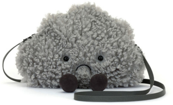 Jellycat Amuseables Storm Cloud Bag 趣味烏雲斜背小包, 圖片, 1個