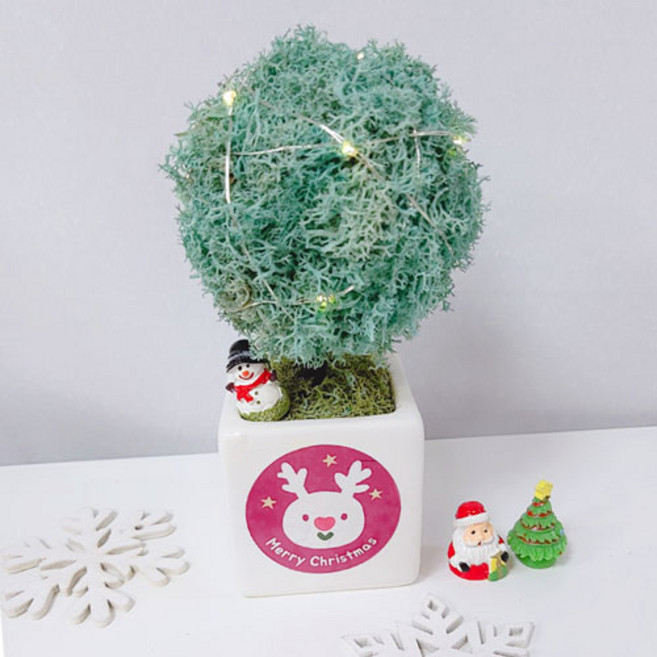 스칸디아모스 크리스마스트리 산타선물 트리장식 크리스마스 소품, 큐브 루돌프 트리-퍼시픽그린, 1개