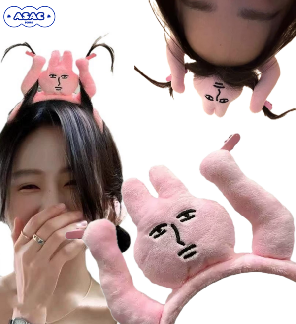 토끼 머리띠 귀여운 머리카락 잡는 머리띠 머리집게 아삭스퀘어