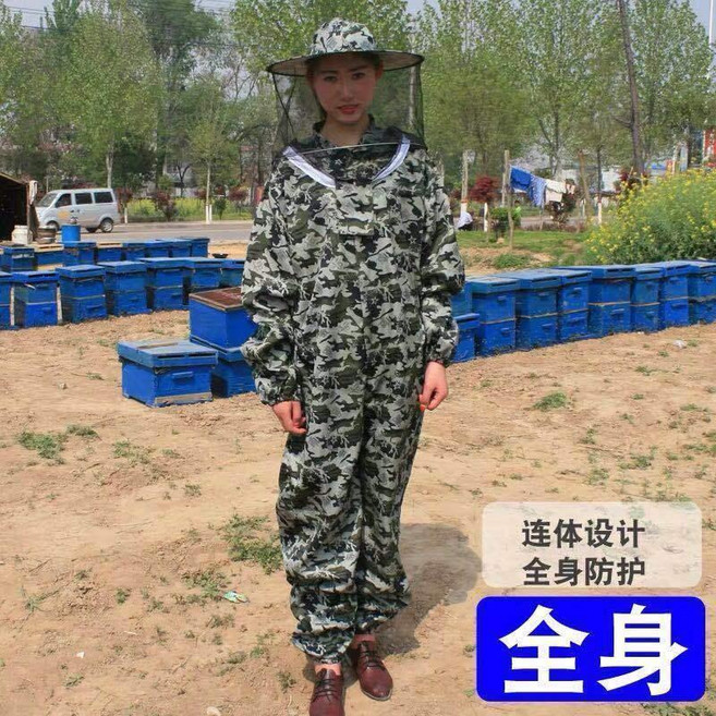 防蜂服連體防蜂衣全套專用養蜂工具養蜂服透氣加厚抓蜜蜂防護衣服, 1個, 五星連體服 無禮品 ,中號適合身高 165-175