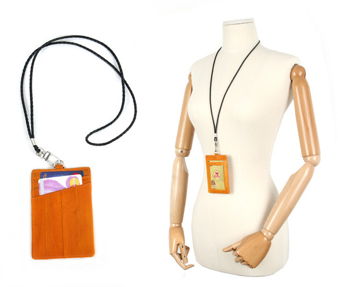 W22 목걸이 넥 카드 지갑 장어가죽 사원증 출입증 분실방지 가죽 남녀공용 미아방지 네임카드 빈티지 가벼운 지갑