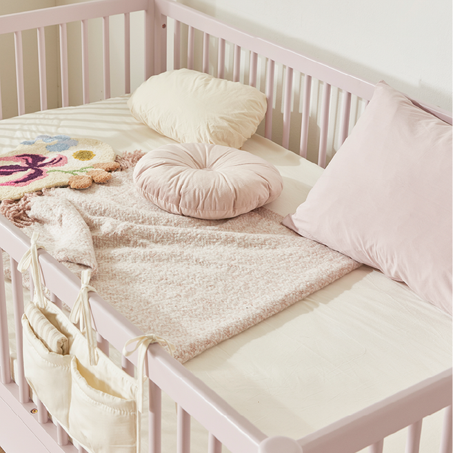 로그하우스가구 하루 데이베드 원목 저상형 침대 오픈형/가드형 범퍼침대 프레임 SS, 안전가드형 핑크