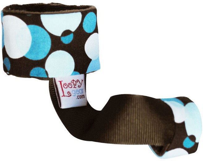 Loopy Gear 寶寶玩具手腕帶 摩卡藍圓點 防掉夾 美國製造, 1個