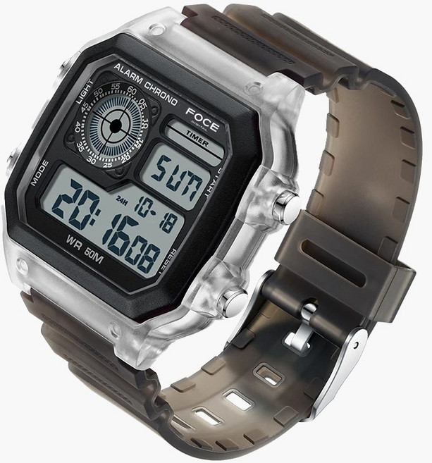 포체 디지털 아날로그 5기압 알람 스포츠 전자 손목시계 FD2408