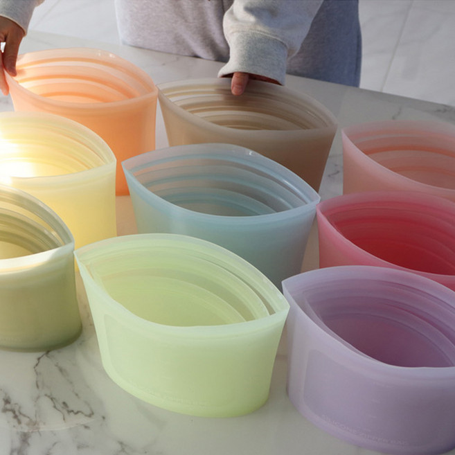 실리콘 지퍼백 반투명 파스텔 컬러 재사용가능 다회용, 대1000ml 브라운1p, 대(L), 1개