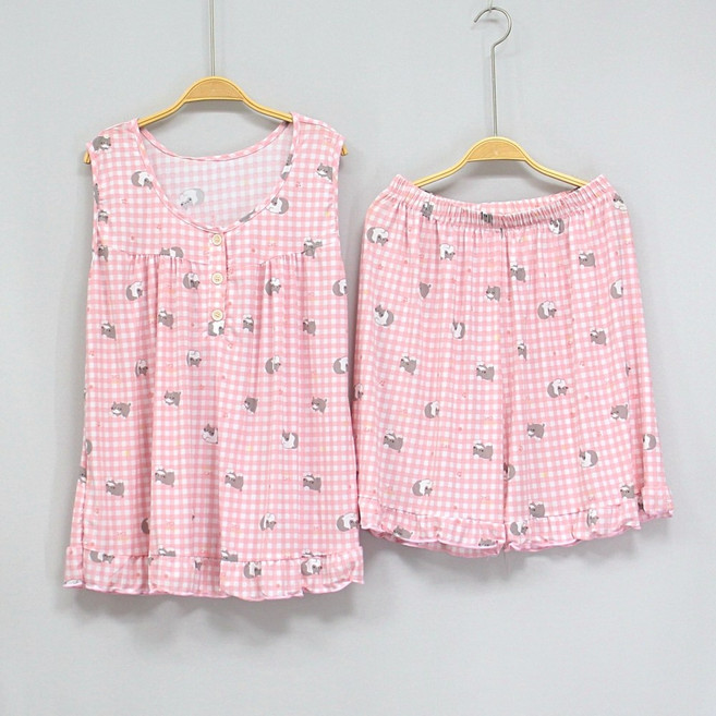 [서울양품점] 여성 냉감 캐릭터 민소매 쿨상하세트 _ 홈웨어 여자 실내복