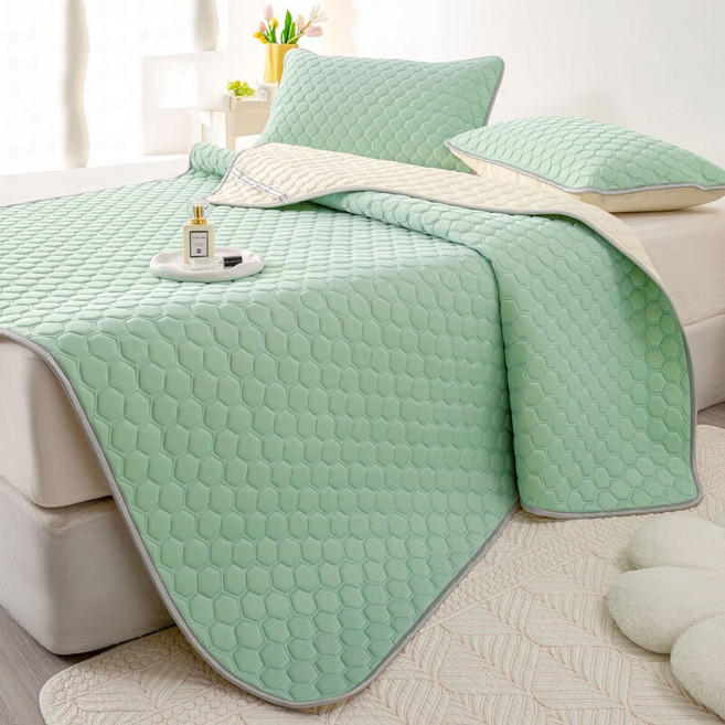 Roomxyd 여름 침대패드 고정밴드형 냉감 침대패드 사계절 침대패드 쿨매트아이스패드 침대커버+베개커버, 블루