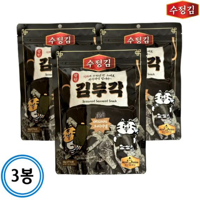 수정김 불향나는 김부각 오리지널맛, 3개, 50g