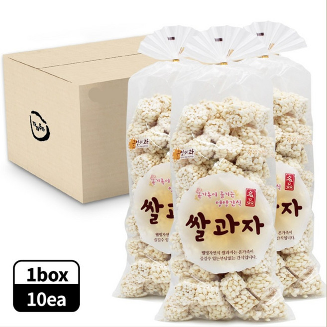 추억의 옛날 쌀 과자 튀밥 강정 160gx10봉 1박스 어린이 유치원 사무실 탕비실 간식 안주, 1.6kg