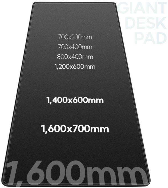 컴퓨터PC 게이밍 마우스키보드 장패드 - 소형 대형 초대형1600/1400/1200/800/700mm(대량인쇄 주문가능), 1200x600x3mm 방수/블랙, 1개