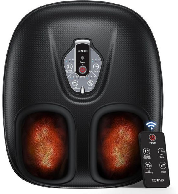 에어 마사지기 에어커프 공기압 종아리 공기 압축 3단계 난방이 가능 렌포 발 무선 리모컨이 있 가열식 시아츠 족저 근막염 그녀와 그 위 선물, 2025 Upgraded - Black (FSA HSA