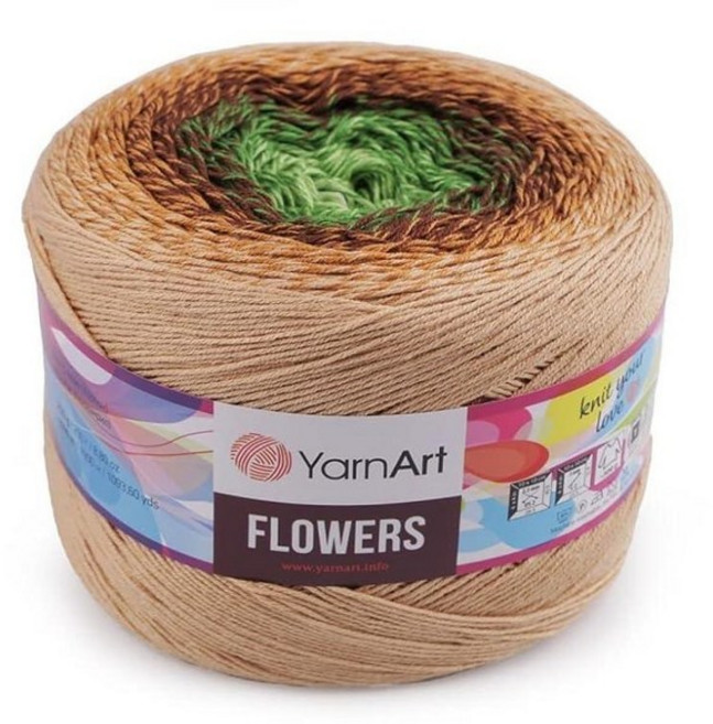 Yarn Art Flowers 실 55% 면 45% 아크릴 250g 1094야드 멀티컬러 면 실 레인보우 크로셰 실 봄 여름 2 스포츠 실 (317), 308