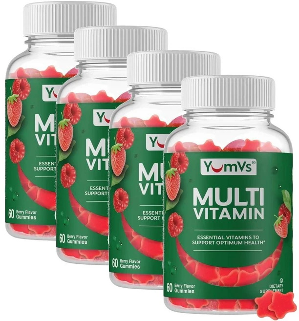 염브스 멀티비타민 앤 미네랄 구미 베리맛 YumVs Multivitamin, 4개, 60정 - 쿠팡