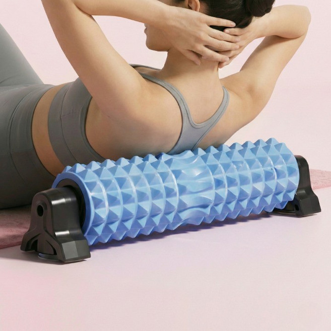 LOVCHO 고정형 EVA 홈트 스트레칭 마사지 폼롤러, 1개, 파랑색