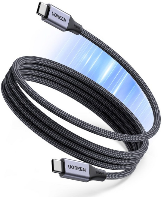 UGREEN 유그린 C-C타입 마그네틱 PD 100W 고속충전 데이터 케이블 자동 선정리 자석형 패브릭 충전 데이터 케이블 줄꼬임 방지 PPS 지원 맥북 아이폰 삼성 호환, 1개, 블랙, 1m