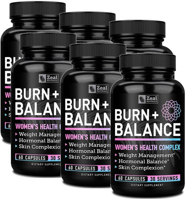 벨라뉴트리션 번 플러스 밸런스 웨이트 로스 철분 비타민D 엽산 캡슐 Zeal Naturals Burn Balance, 6개, 60정