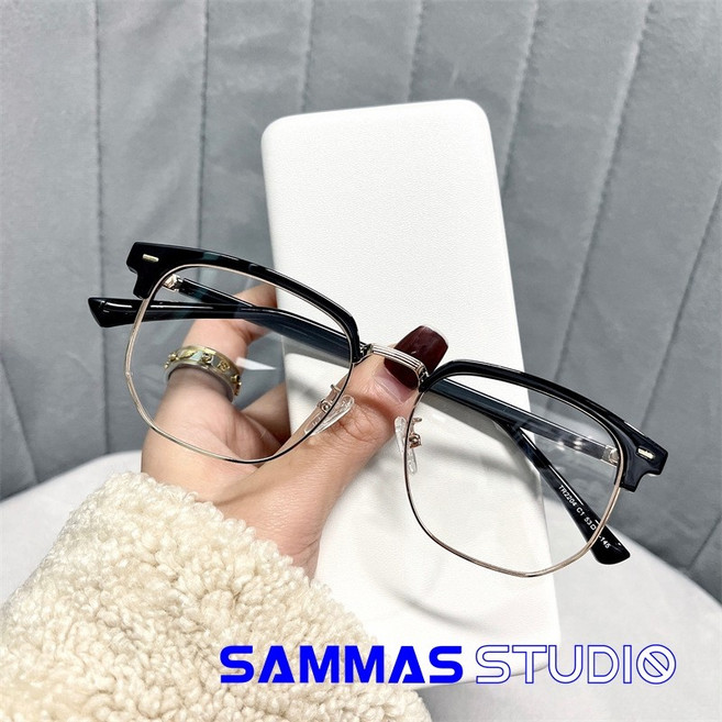 男女文藝半框眼鏡細框平光鏡框