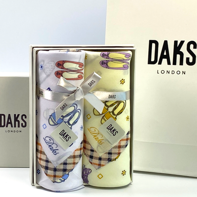 [백화점정품] 닥스 손수건 쁘띠스카프 2종 선물 세트 순면 100%