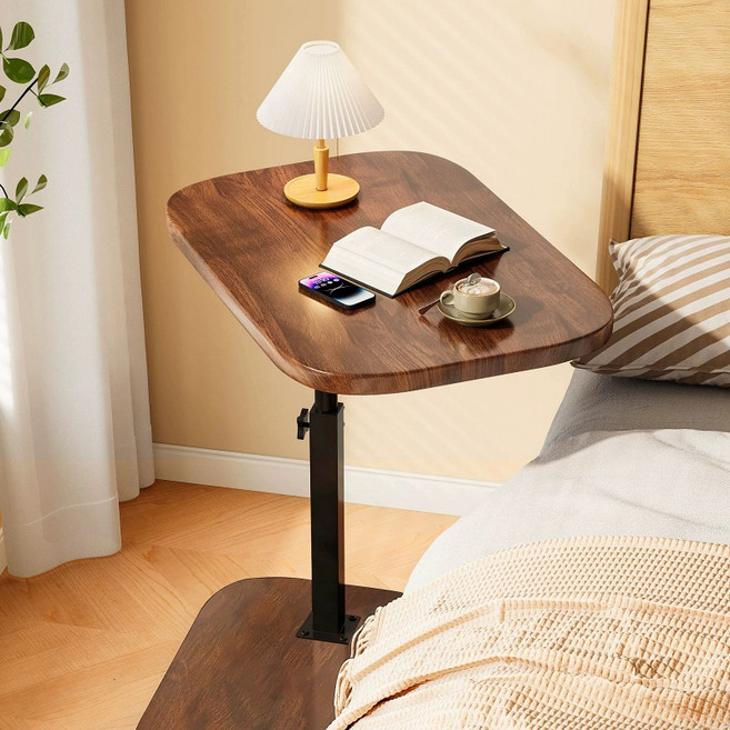 거와스 360도 회전 높이 조절 사이드 테이블, 블랙