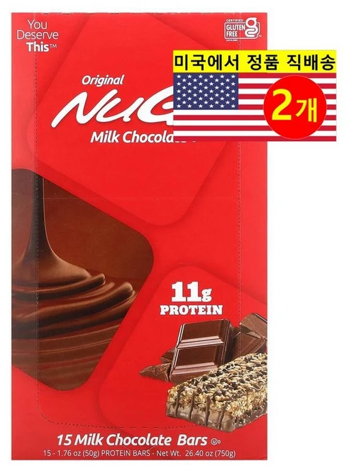NuGo Nutrition 영양 건강 스낵 오리지널 밀크 초콜릿 바 15개입 750g 1개, 2개 - 쿠팡