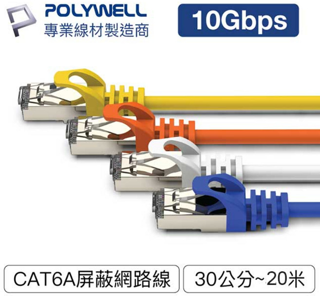 祥昌電子 寶利威爾 CAT6A 高速網路線, 黑色,2M, 1個