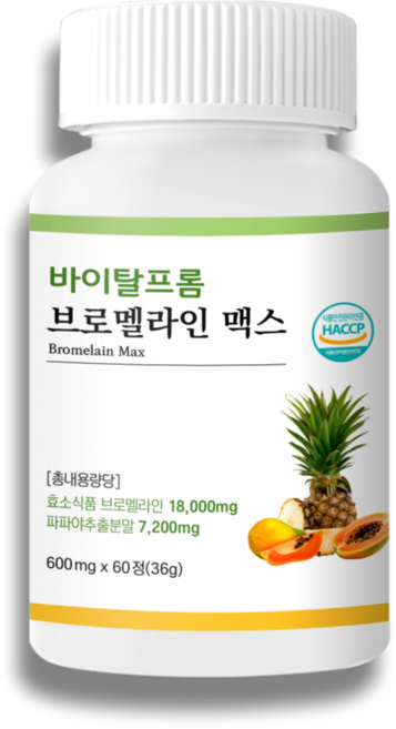 바이탈 프롬 브로멜라인 맥스18000mg 파파인 효소, 60정, 1개