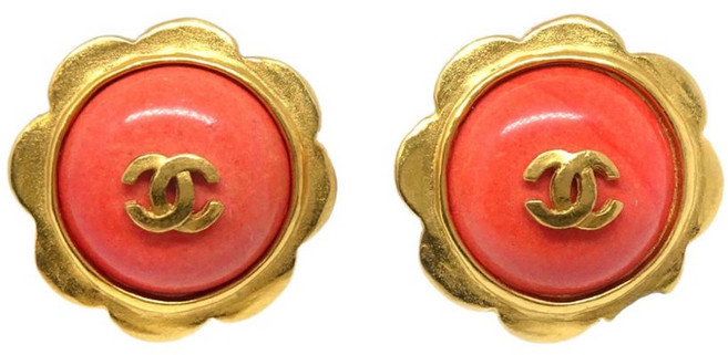 샤넬 중고 1997 스톤 버튼 이어링