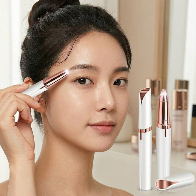 휴대용 LED 전동 눈썹정리기 눈썹칼 제모기, 1개, 화이트
