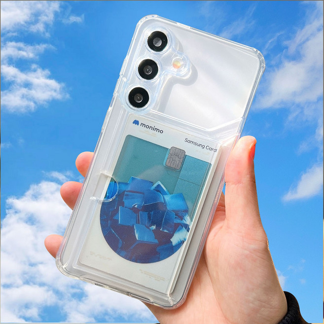 사이드 슬라이드 투명 실리콘 카드 케이스 2장 수납 밸류 클리어 갤럭시S24 플러스