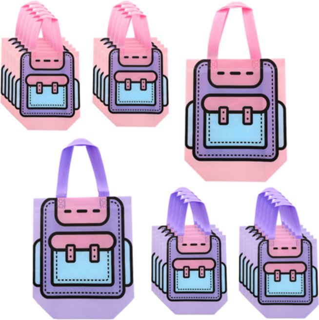 리틀데이지 책가방 부직포 쇼핑백 20p 세트, 핑크 퍼플 세트